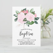 スイートピンクウォーターカラーバラバプテスマ 招待状 (スタンド正面)