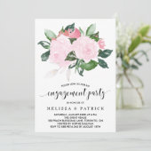 スイートピンクウォーターカラーバラ婚約パーティ 招待状 (スタンド正面)