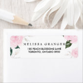 スイートピンクウォーターカラーバラ差出人住所ラベル ラベル (インサイチュ)