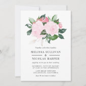 スイートピンクウォーターカラーバラ結婚式招待状 招待状 (正面)