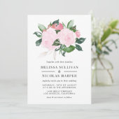 スイートピンクウォーターカラーバラ結婚式招待状 招待状 (スタンド正面)