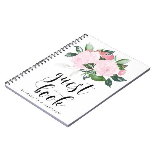 スイートピンクウォーターバラ結婚ズゲストブック ノートブック (左側)