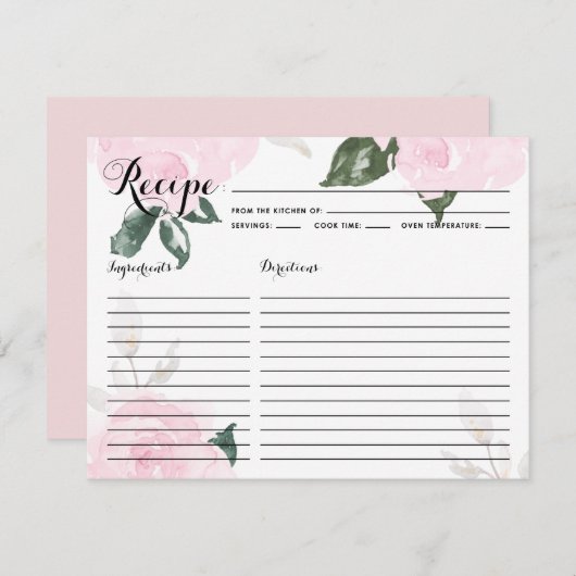 スイートピンクウォーター色バラレシピカード (正面/裏面)
