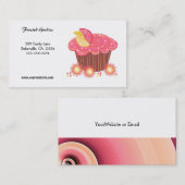 スイートピンクカップケーキデザイン 名刺 (正面/裏面)