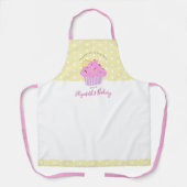 スイートピンクカップケーキベーカリーデザートイエローカスタム エプロン (正面)