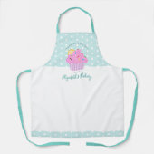 スイートピンクカップケーキベーカリーデザートターコイズカスタム エプロン (正面)