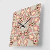 スイートピンクカントリーラブハートズウォールクロック スクエア壁時計 (傾斜)