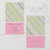 スイートピンクガーデンストライプおもしろいパターンプロファイルカード 名刺 (正面/裏面)