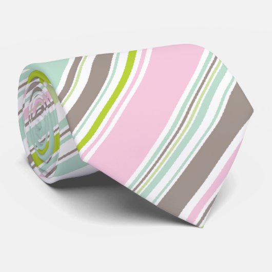 スイートピンクガーデンストライプズのネクタイ ネクタイ (ロール)