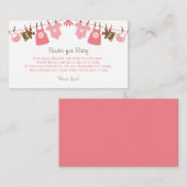 スイートピンクガール赤ちゃんシャワーベビー エンクロージャーカード (正面/裏面)