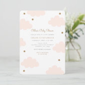 スイートピンククラウドベビーシャワー招待状ピンク 招待状 (スタンド正面)