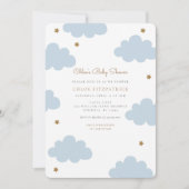 スイートピンククラウドベビーシャワー招待状ブルー 招待状 (正面)