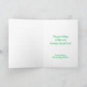 スイートピンクグリーンクリスマスツリーパーソナライズされた カード (内部)