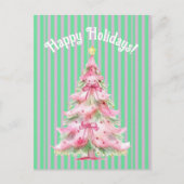 スイートピンクグリーンクリスマスツリーパーソナライズされた シーズンポストカード (正面)