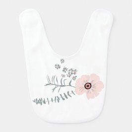 スイートピンクグレーフラワーデザイン ベビービブ