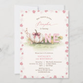 スイートピンクコケットリトルカボチャ1st誕生日 招待状 (正面)