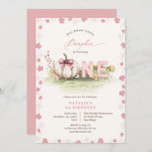 スイートピンクコケットリトルカボチャ1st誕生日 招待状 (正面/裏面)