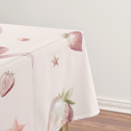 スイートピンクストロベリーラブハートと星 テーブルクロス