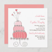 スイートピンクズ結婚ケーキシックブライダルシャワー招待状 招待状 (正面/裏面)
