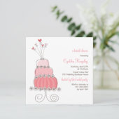 スイートピンクズ結婚ケーキシックブライダルシャワー招待状 招待状 (スタンド正面)
