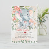 スイートピンクゾウフローラベビーシャワー招待状 招待状 (スタンド正面)
