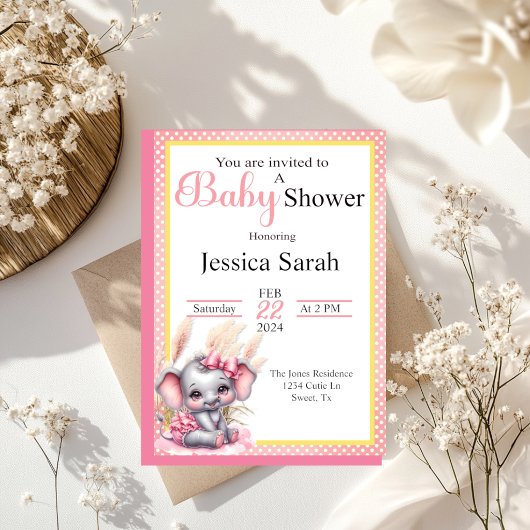 スイートピンクゾウ – ピーナッツスマイル 招待状