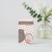 スイートピンクダマスクひなの水玉模様お洒落 名刺 (スタンド正面)