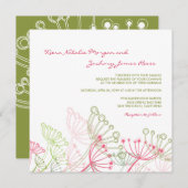 スイートピンクダンデオンズフラワー春の結婚式招待状 招待状 (正面/裏面)