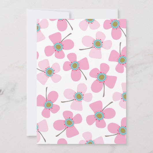 スイートピンクデイジーシックおもしろいブライダルシャワーパーティー 招待状 (裏面)