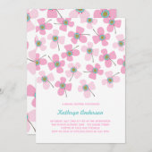 スイートピンクデイジーシックおもしろいブライダルシャワーパーティー 招待状 (正面/裏面)