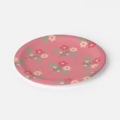 スイートピンクデイジーブーケレトロパターン ペーパープレート (アングル)
