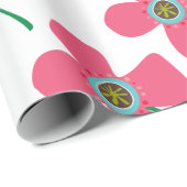 スイートピンクデイジーポップ・アートの夏の花の贈りお洒落物 ラッピングペーパー (ロールコーナー)