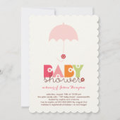 スイートピンクデイジー開花ガールベビーシャワー招待状 招待状 (正面)