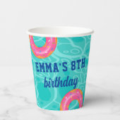 スイートピンクドーナツブルーウォータープールパーティー誕生日 紙コップ (裏面)
