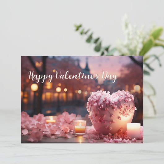 スイートピンクハートハッピーバレンタインデーカード シーズンカード (スタンド正面)