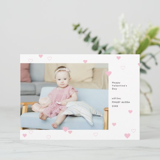 スイートピンクハートハッピーバレンタインデー写真 シーズンカード (スタンド正面)