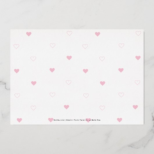 スイートピンクハートハッピーバレンタインデー写真 箔招待状 (裏面)