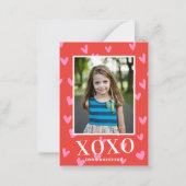 スイートピンクハートバレンタイン教室フォトカード ノートカード (正面)