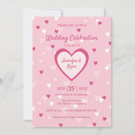 スイートピンクハートバレンタイン結婚式招待状 招待状