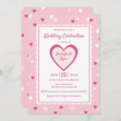 スイートピンクハートバレンタイン結婚式招待状 招待状 (正面/裏面)