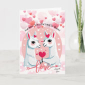 スイートピンクハートラマカップルのバレンタインデー カード (正面)