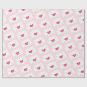 スイートピンクハートレターバレンタインデー ラッピングペーパー (フラット)