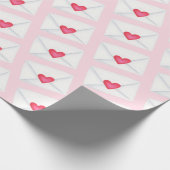 スイートピンクハートレターバレンタインデー ラッピングペーパー (角)