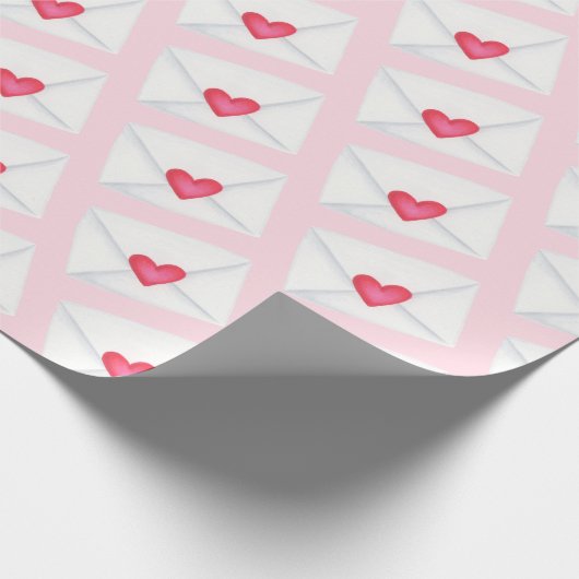 スイートピンクハートレターバレンタインデー ラッピングペーパー (角)