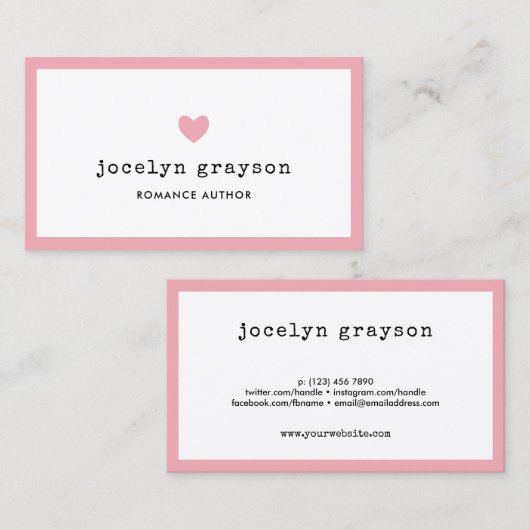 スイートピンクハートロマンス作家 名刺 (正面/裏面)