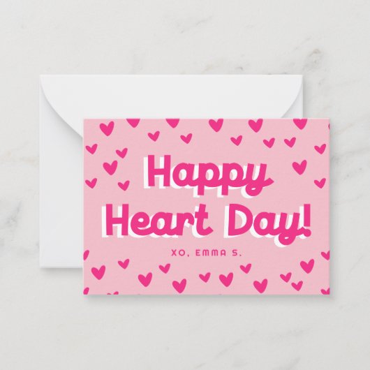 スイートピンクハート教室バレンタインの写真カード ノートカード (正面)