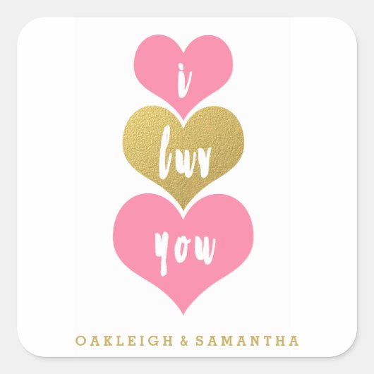 スイートピンクハート | バレンタインのシール スクエアシール (正面)