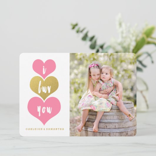 スイートピンクハート | バレンタインデーの写真カード シーズンカード (スタンド正面)