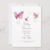 スイートピンクハート&蝶ピンク 招待状 (正面)