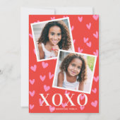 スイートピンクハートXOXOバレンタインデー2 2枚の写真 ノートカード (正面)
